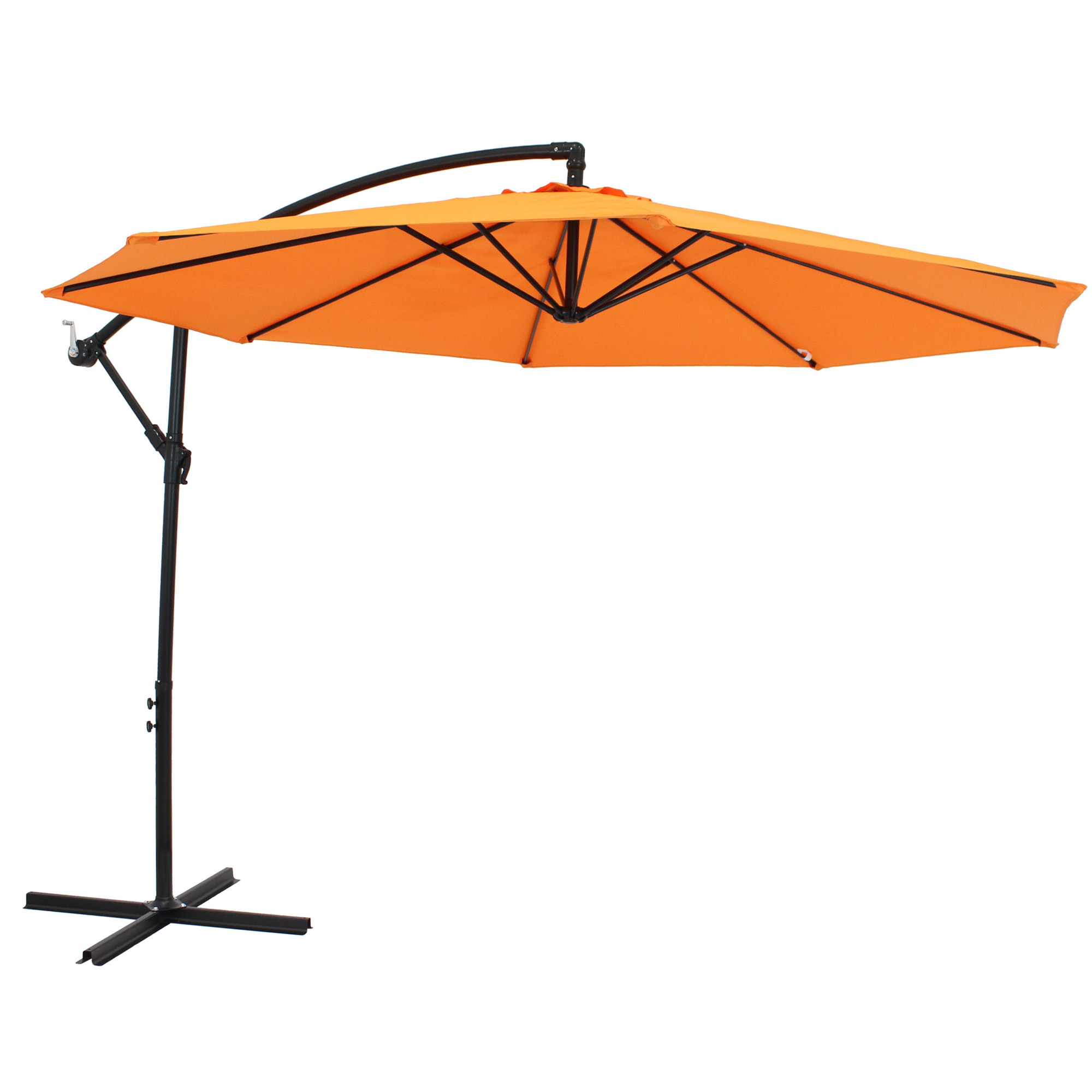Sunnydaze Decor, 9.5ft. Offset Patio Umbrella with Crank - Tangerine, Canopy Diameter 9.5 ft, Shape Octagon, Model# RUL-014